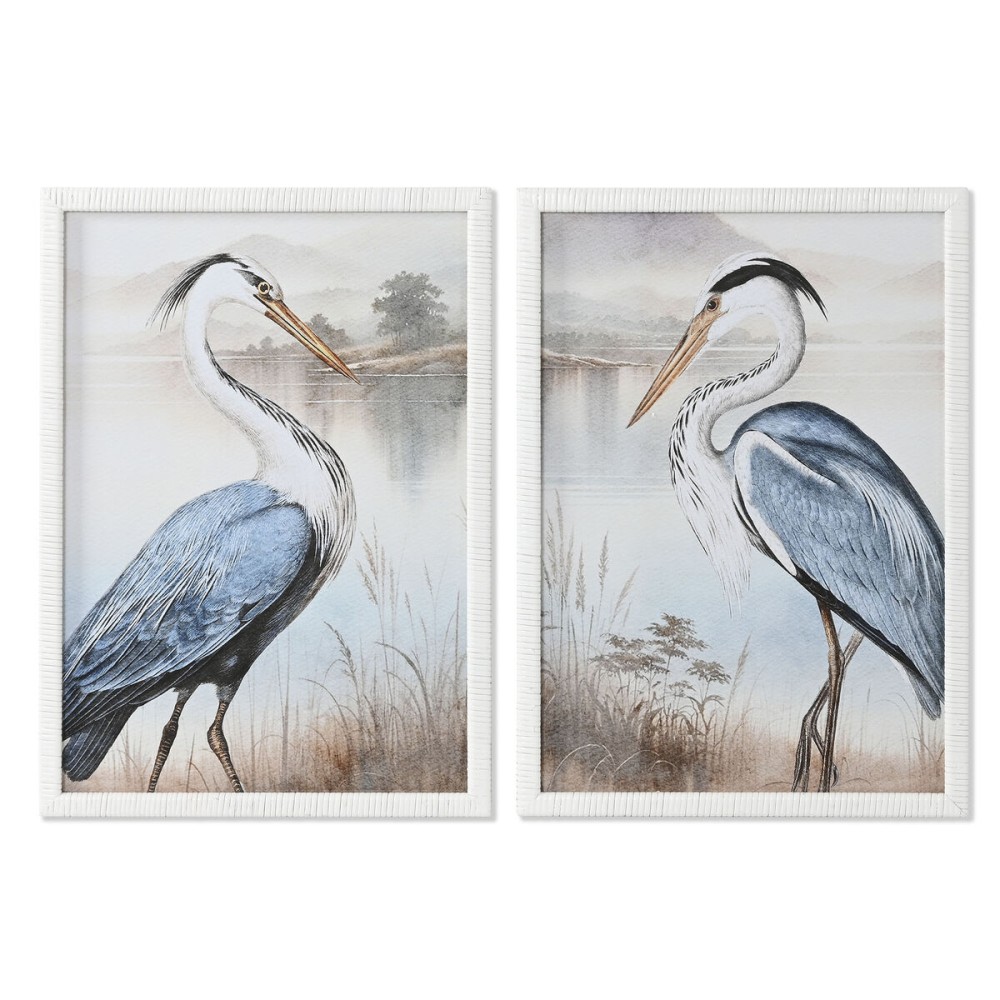 Bild Home ESPRIT Blau Weiß Vogel Orientalisch 50 x 2,5 x 70 cm (2 Stück)