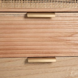 Konsolentisch mit Schubladen HONEY 80 x 40 x 82 cm natürlich Holz Rattan