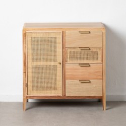 Konsolentisch mit Schubladen HONEY 80 x 40 x 82 cm natürlich Holz Rattan