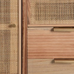 Konsolentisch mit Schubladen HONEY 80 x 40 x 82 cm natürlich Holz Rattan