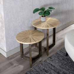 Beistelltisch Beige Bambus 40 x 40 x 45 cm Holz MDF