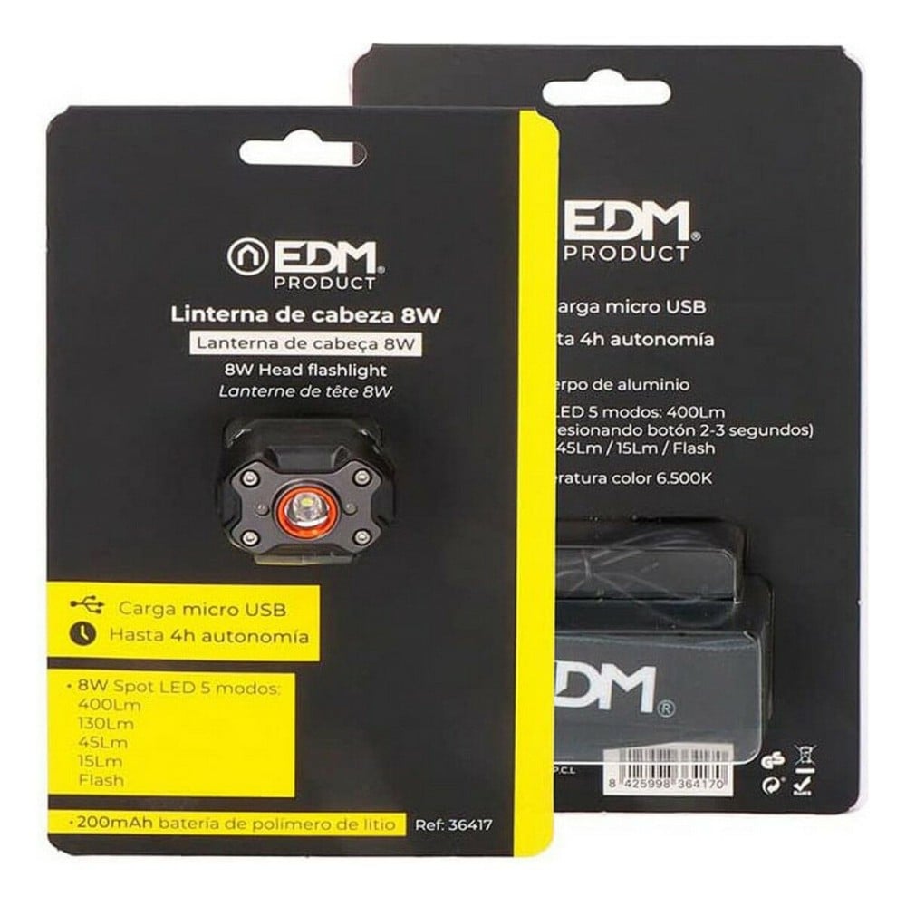 LED Head Torch EDM 36417 Black 8 W 400 lm