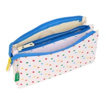 Trousse Fourre-Tout Triple Benetton Topitos Blanc (22 x 12 x 3 cm)