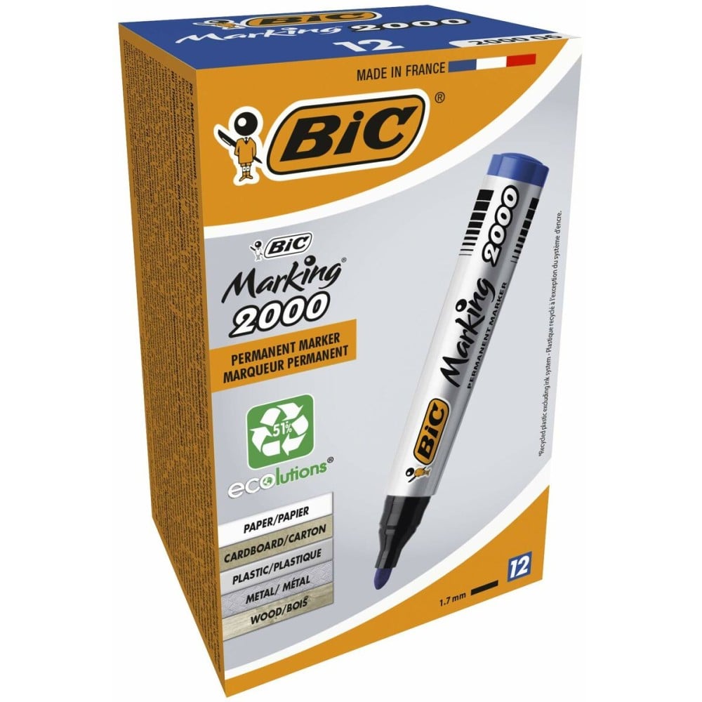 Permanent marker Bic Marking 2000 Blue 12 Pieces