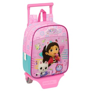 School Rucksack with Wheels Gabby's Dollhouse Party Pink 22 x 27 x 10 cm