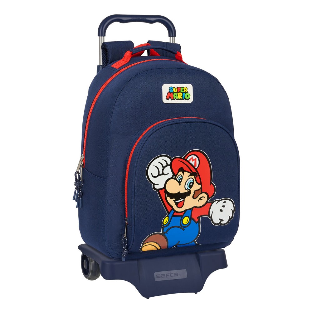 Schulrucksack mit Rädern Super Mario World Marineblau 32 x 42 x 15 cm