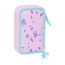 Dreifaches Federmäppchen Frozen Cool days Violett Himmelsblau 12,5 x 19,5 x 5,5 cm 36 Stücke