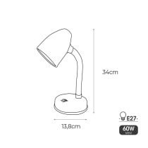 Lampe de bureau EDM 30257 Amsterdam Blanc Métal 60 W 13 x 34 cm E27 Flexo/Lampe de bureau (1 Unité)