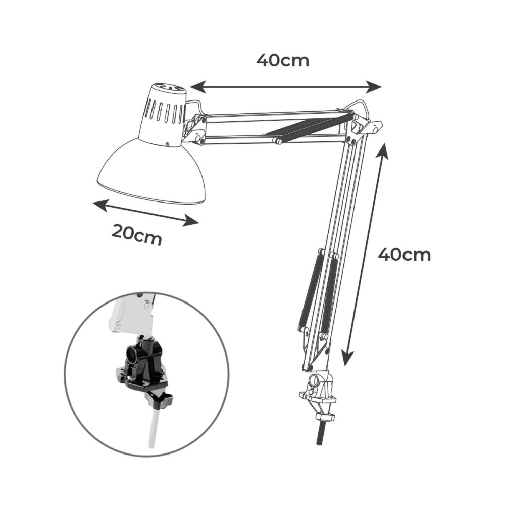 Desk lamp EDM 30080 Melbourne White Metal 60 W 24 x 98 cm E27 Flexo/Desk lamp