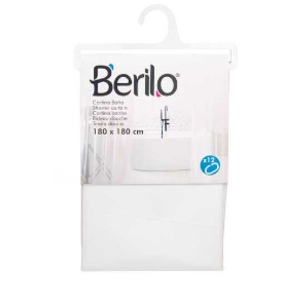 Shower Curtain Berilo 89375 White Polyethylene EVA 180 x 180 cm (12 Units)