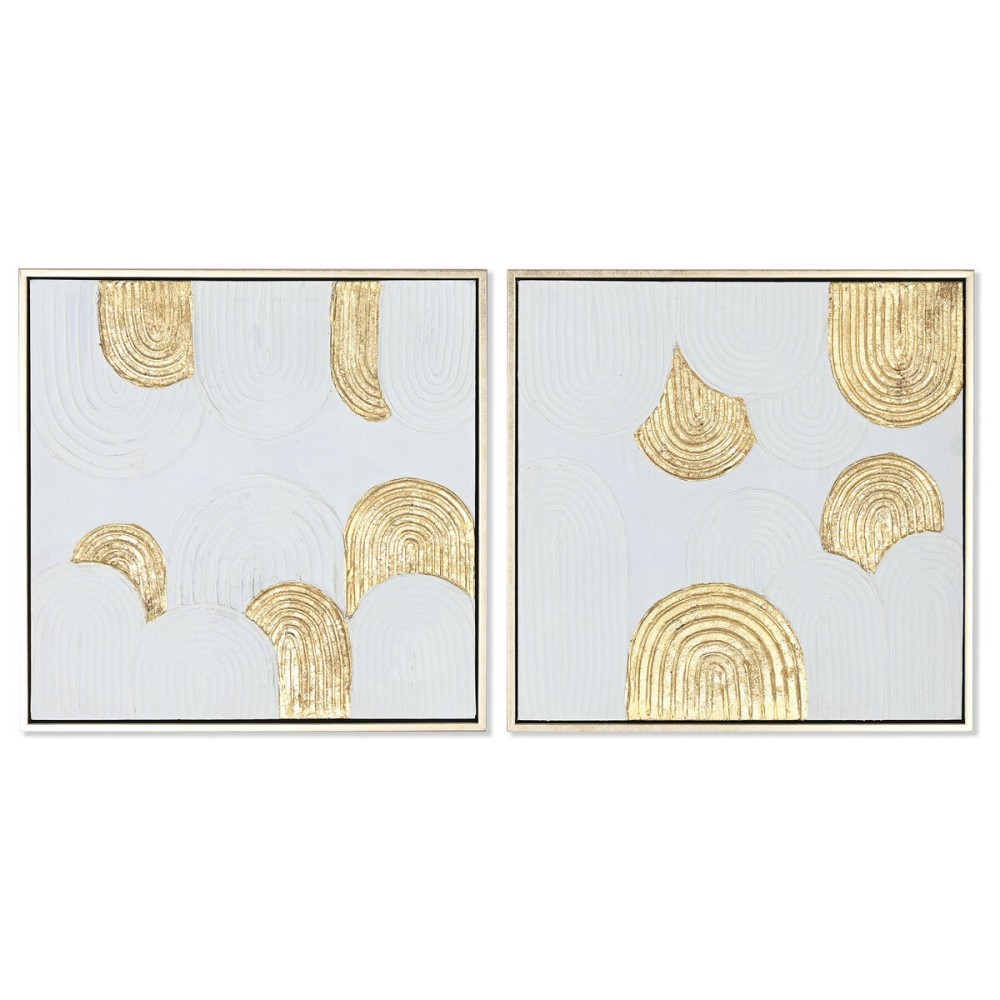 Painting Home ESPRIT White Golden polystyrene Canvas Modern 42 x 4 x 42 cm (2 Units)