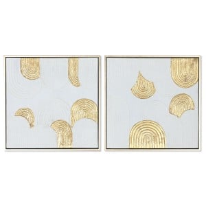 Bild Home ESPRIT Weiß Gold polystyrol Leinwand Moderne 42 x 4 x 42 cm (2 Stück)