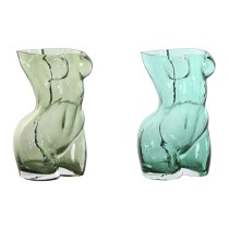 Vase Home ESPRIT Bleu Vert Verre 18 x 17 x 28 cm (2 Unités)