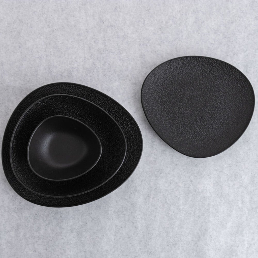 Schüssel Bidasoa Fosil Schwarz aus Keramik Oval 14 x 12,4 x 4,8 cm (12 Stück)