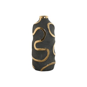 Vase Home ESPRIT Grey Golden Stoneware Abstract Modern 19 x 19 x 45 cm