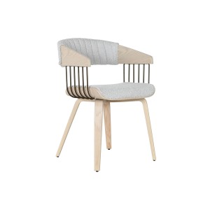 Dining Chair Home ESPRIT Grey Polyester Wood 51 x 55 x 76,5 cm