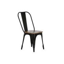 Dining Chair Home ESPRIT Black Dark brown Wood Metal 48 x 55 x 92 cm