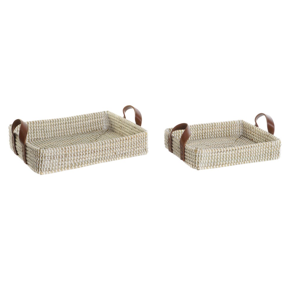 Jeux de plateaux DKD Home Decor Naturel Marron Clair Urbaine 41 x 32 x 9 cm (2 Unités)