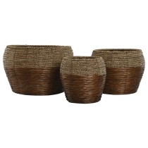 Set de pots de fleurs Home ESPRIT Naturel Métal Fibre Tropical 32 x 32 x 23 cm