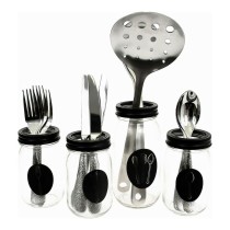 Range-couverts Vivalto Noir Transparent Métal verre 9 x 9 x 17 cm