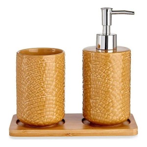 Bath Set Berilo PLH03242-3 Camel Bamboo polypropylene ABS Squares 9 x 18,5 x 20 cm