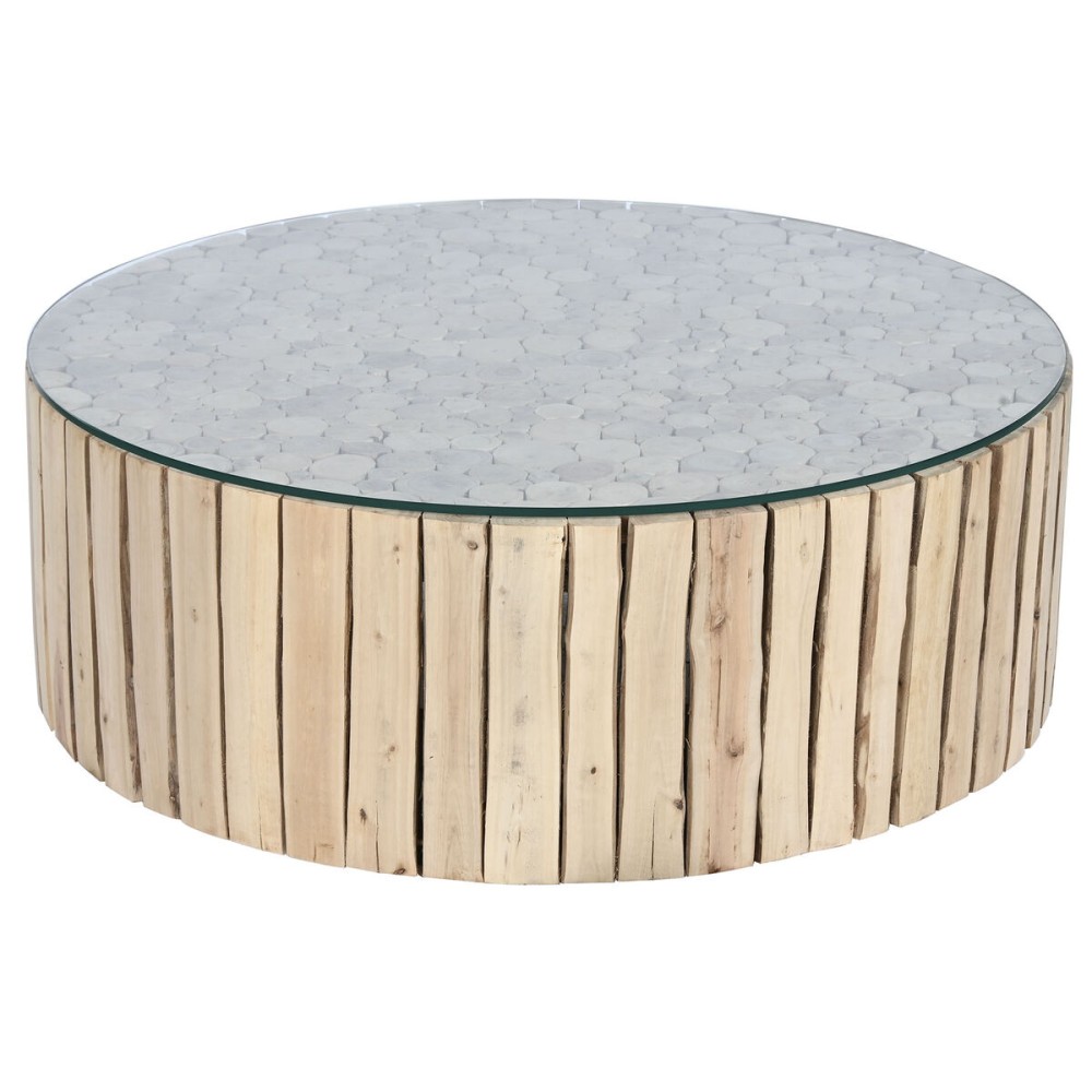 Table Basse Home ESPRIT Naturel Verre Bois d'eucalyptus 90 x 90 x 30 cm