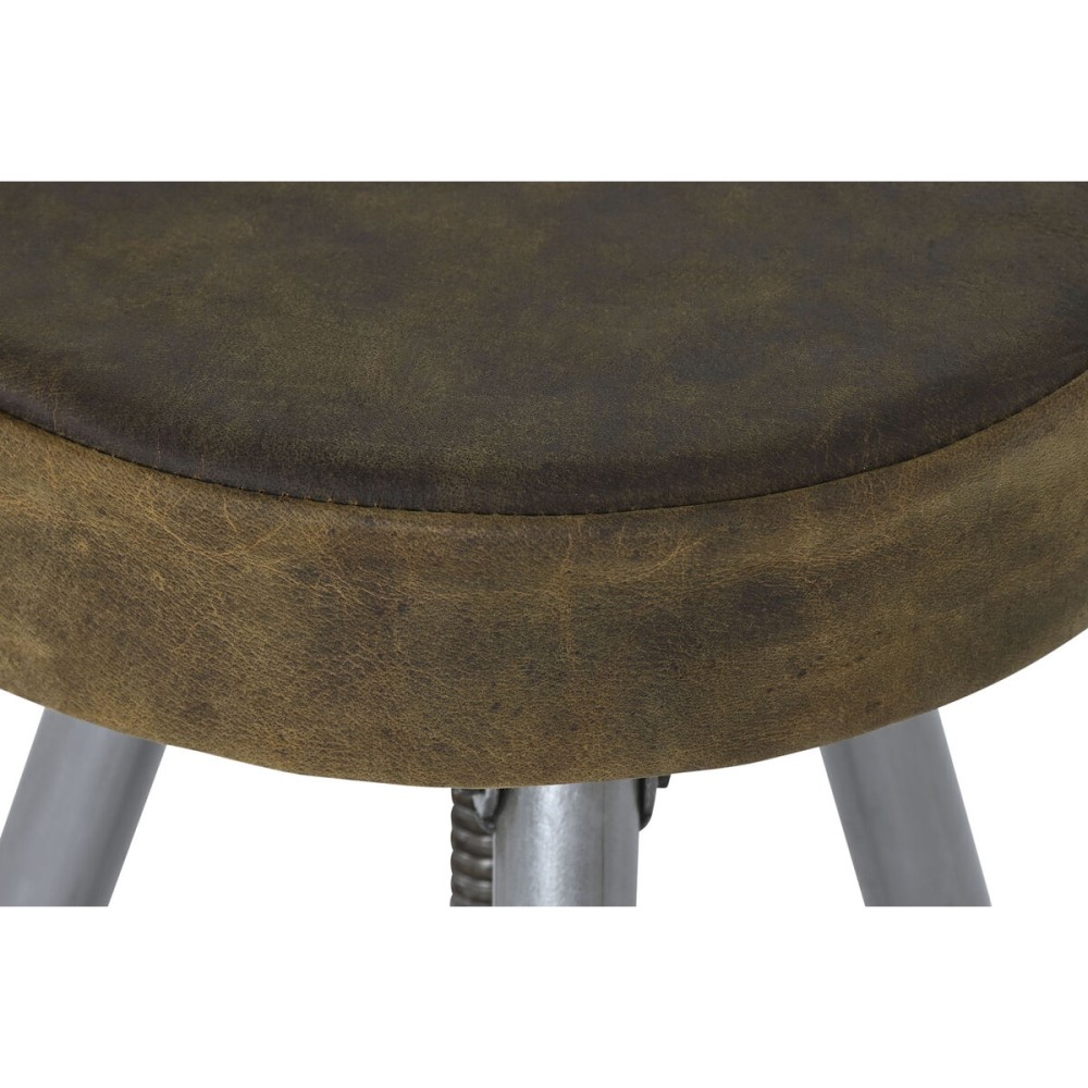 Stool Home ESPRIT Brown Silver Leather Metal 39 x 39 x 57 cm