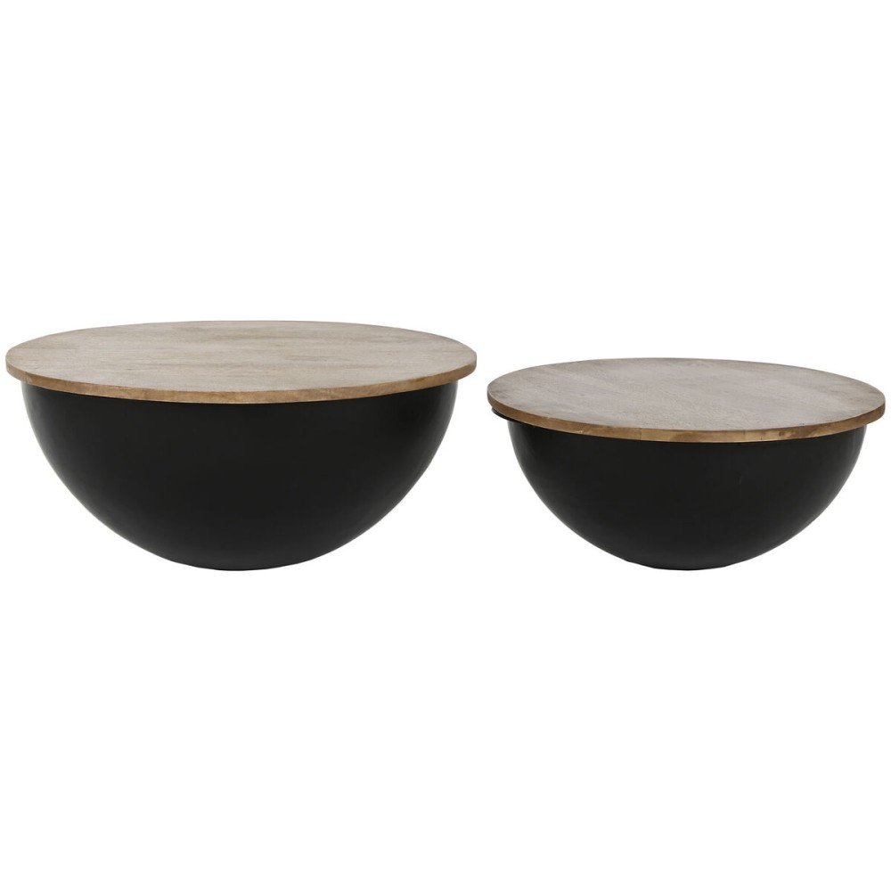 Set of 2 tables Home ESPRIT Metal Mango wood 60 x 60 x 28 cm