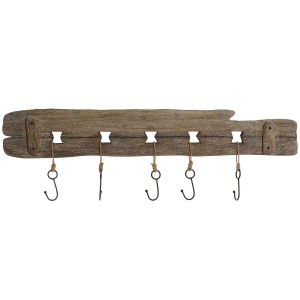 Wall mounted coat hanger Home ESPRIT Natural Metal Paolownia wood 99 x 3 x 31 cm