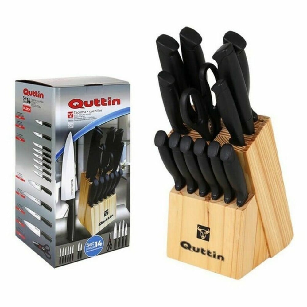 Jeu de couteaux avec support en bois Quttin 47718 (14 pcs) 14 Pièces (2 Unités)