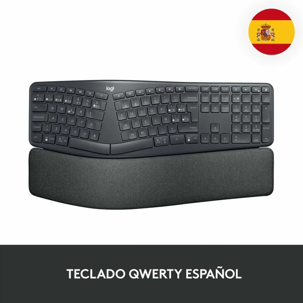 Keyboard Logitech Ergo K860 Black Grey Graphite Spanish Qwerty