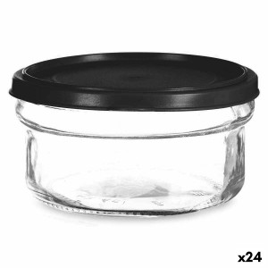 Panier-repas rond avec couvercle Vivalto 249-2 Noir Transparent verre Plastique 415 ml 12 x 6 x 12 cm (24 Unités)