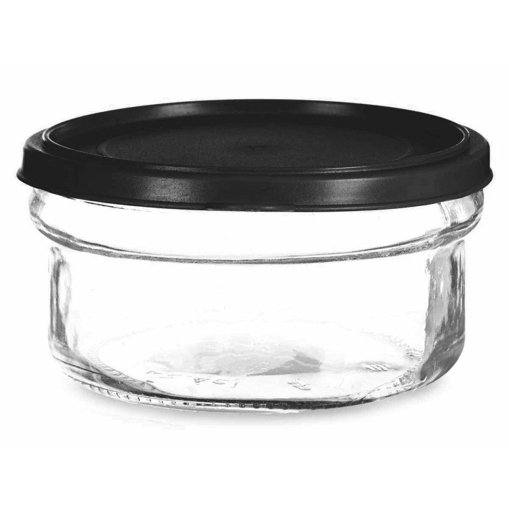 Round Lunch Box with Lid Vivalto 249-2 Black Transparent Glass Plastic 415 ml 12 x 6 x 12 cm (24 Units)