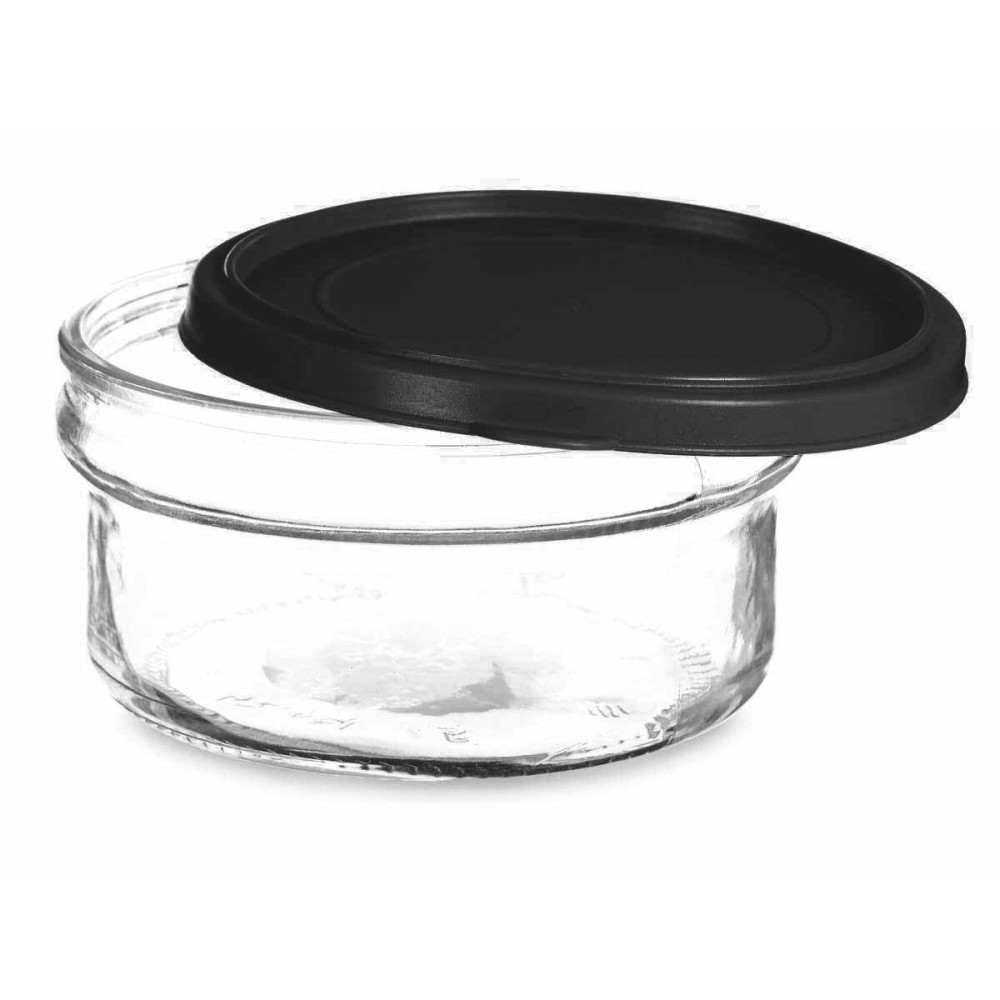 Round Lunch Box with Lid Vivalto 249-2 Black Transparent Glass Plastic 415 ml 12 x 6 x 12 cm (24 Units)