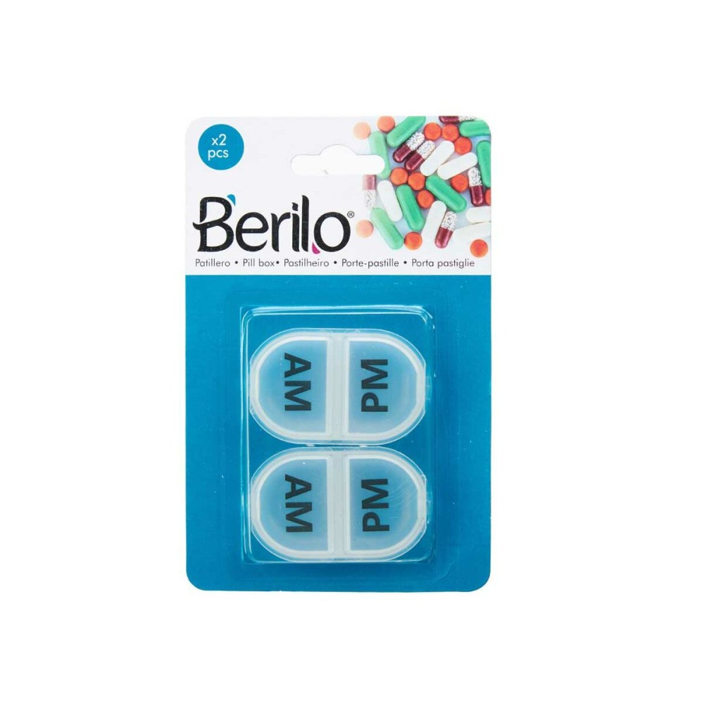 Pillbox with Compartments Berilo HW0929-2 Transparent Plastic 11,5 x 18 x 2,2 cm Set (12 Units)