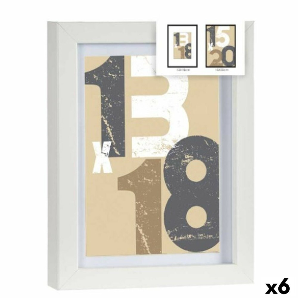 Bilderrahmen für die Wand Weiß Glas Holz MDF 18 x 23 x 2,5 cm (6 Stück)