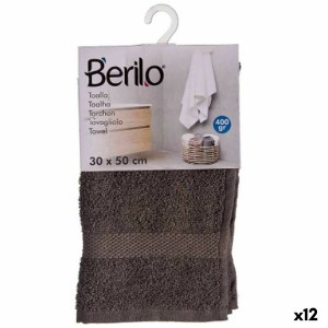 Badetuch Berilo 89668 Grau 80 % Baumwolle 20 % Polyester 30 x 50 cm (12 Stück)