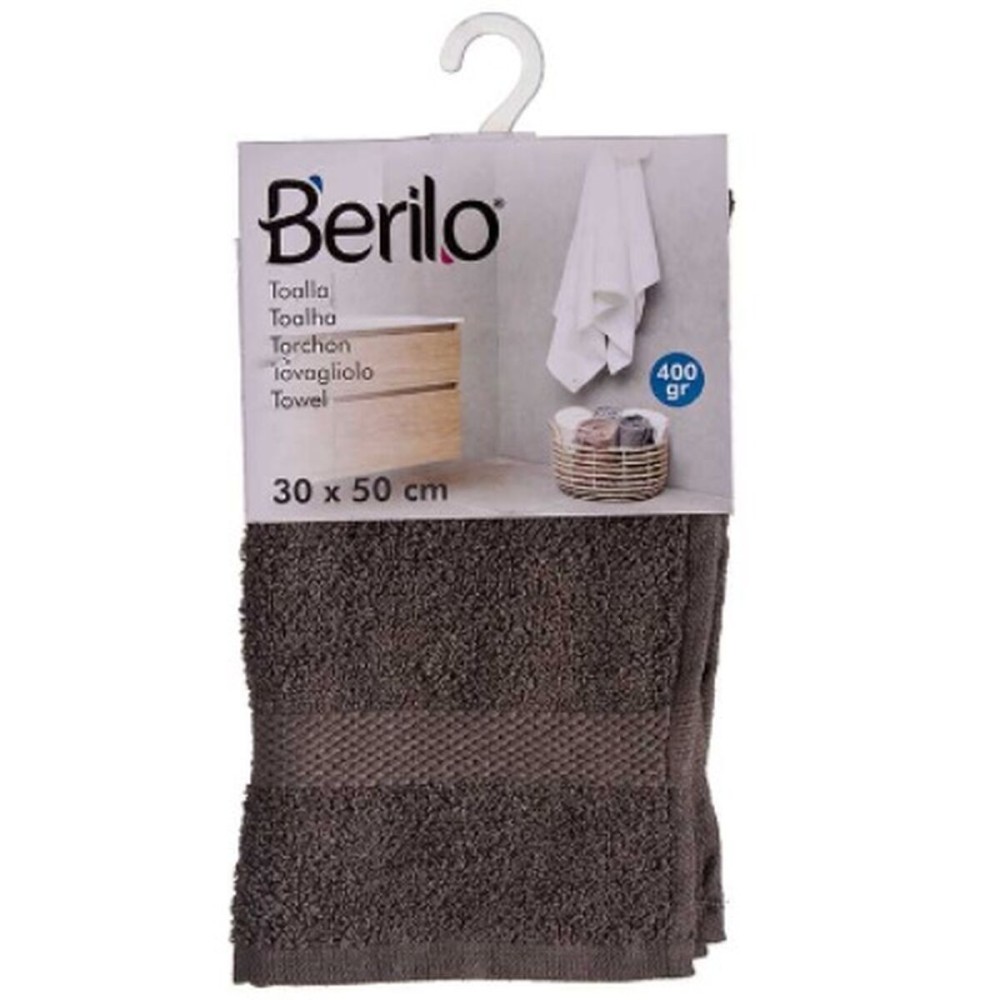 Bath towel Berilo 89668 Grey 80 % cotton 20 % Polyester 30 x 50 cm (12 Units)