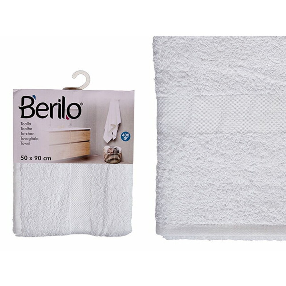 Bath towel Berilo 89677 White 80 % cotton 20 % Polyester 50 x 90 cm (6 Units)