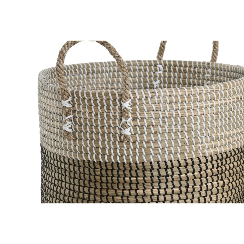 Basket set Home ESPRIT White Black Natural 44 x 44 x 49 cm (2 Pieces)