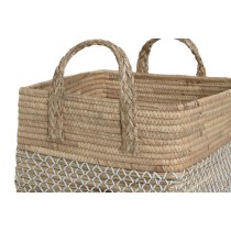 Basket set Home ESPRIT White Natural Light brown PVC Seagrass Rushes 43 x 38 x 36 cm (2 Pieces)