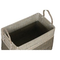 Set de basket Home ESPRIT Blanc Noir Naturel Herbier marin Boho 44 x 25 x 38 cm (2 Pièces)