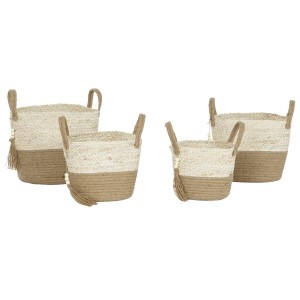 Basket set Home ESPRIT Natural Light brown Jute Modern 40 x 40 x 41 cm