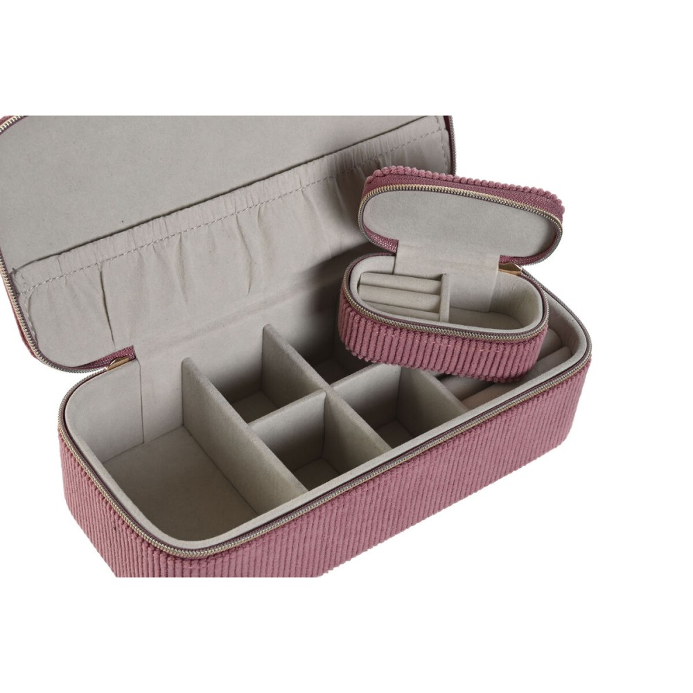 Boîte à bijoux Home ESPRIT Crème Magenta 20,5 x 10 x 6 cm (2 Pièces)