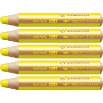 Colouring pencils Stabilo Woody Yellow 3-in-1 (5 Units)