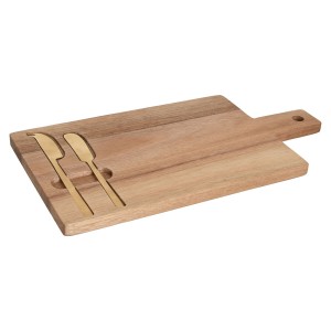 Planche à découper Home ESPRIT Acier inoxydable Acacia 38 x 20 x 1,5 cm (3 Pièces)