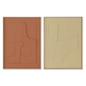 Painting Home ESPRIT Mustard Terracotta Abstract Urban 55 x 4 x 75 cm (2 Units)