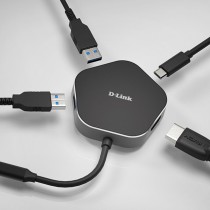 Hub USB 3 Ports D-Link DUB-M420 Noir/Gris Noir/Argenté 60 W