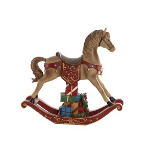 Décorations de Noël DKD Home Decor Marron Rouge Résine Cheval 34 x 10 x 32 cm (3 Unités)