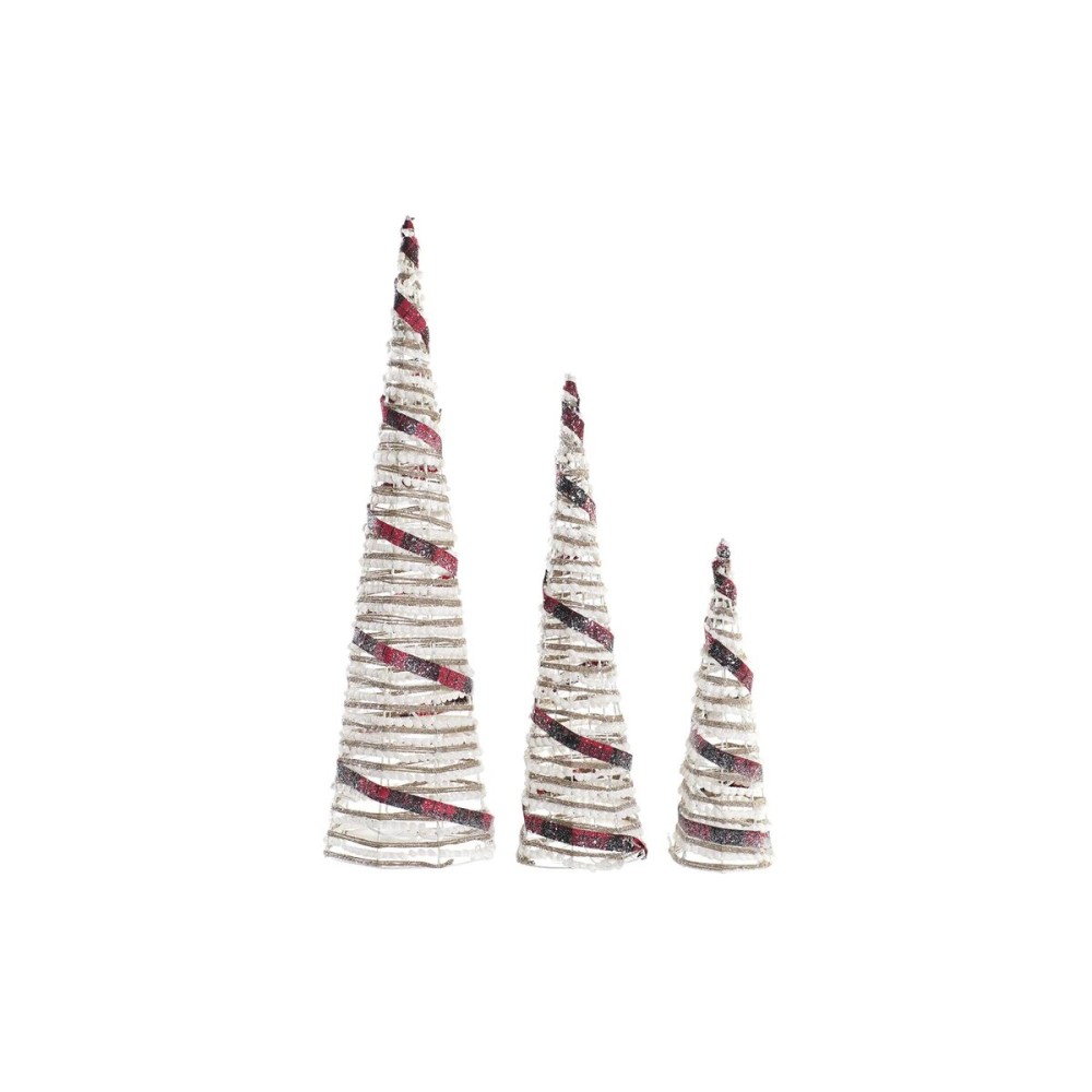 Decoration DKD Home Decor Cones Christmas LED White Black Red Natural Silver 20 x 20 x 80 cm (3 Pieces)